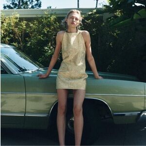 Zara Gold Mini Dress